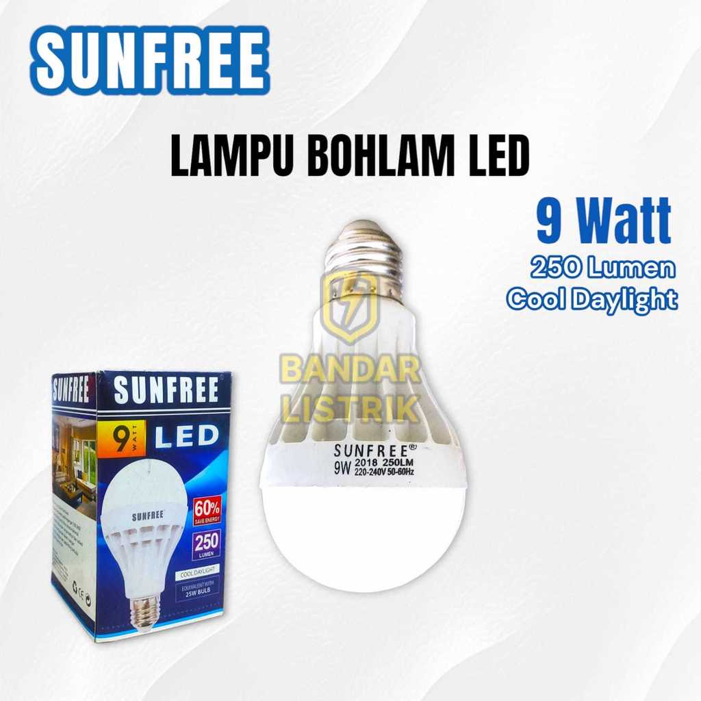 SUNFREE Bohlam Lampu LED 9W CDL Cool Daylight Cahaya Putih E27