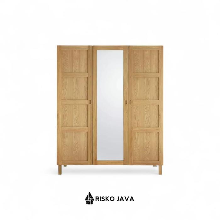 PROMO GASPOLL Almari Kayu Jati / Almari Pakaian Pintu Kaca / Almari 3 Pintu Minimalis | POTTS