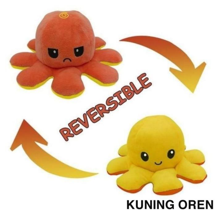 Boneka Gurita Bolak Balik Octopus Doll/Boneka Viral - Kuning Oren Besar