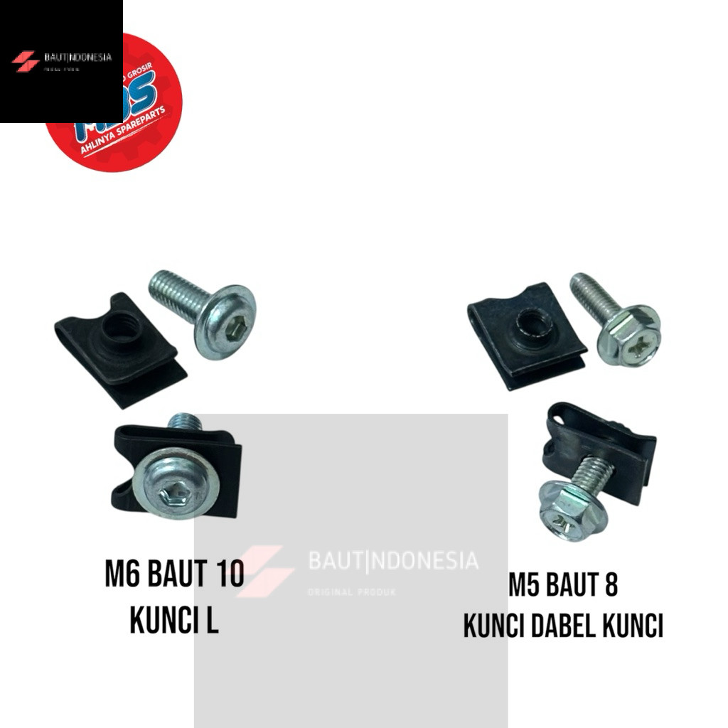 GROSIR ANS BAUT CLIP KLIP M6 BAUT 10 KUNCI L ddan M5 BAUT 8 FLANGE TOPI DABEL KUNCI ORIGINALORI