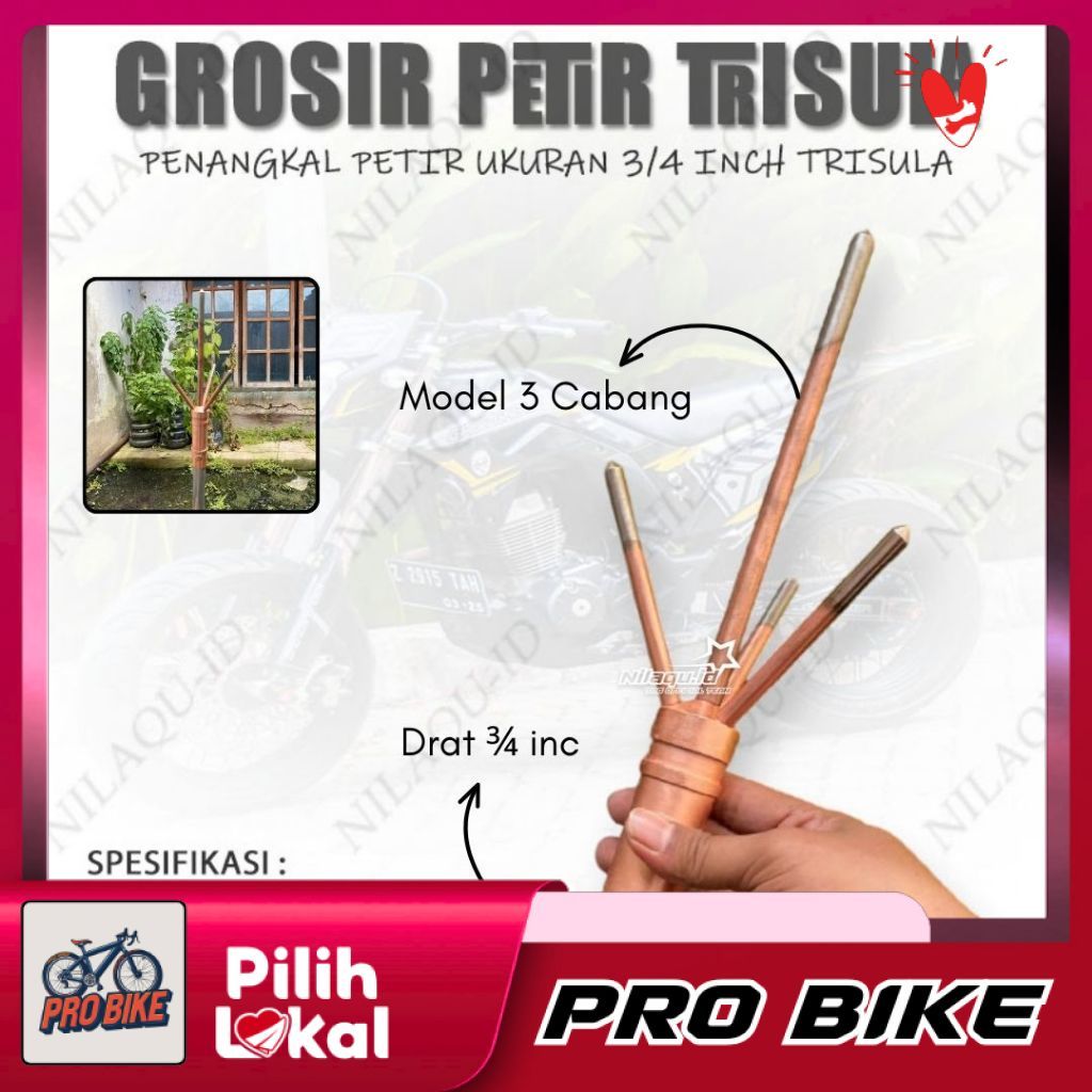 [BAYAR DI TEMPAT] GROSIR Penangkal Petir Trisula Tombak Trisula Tiang Anti Petir Model Cabang Trisul