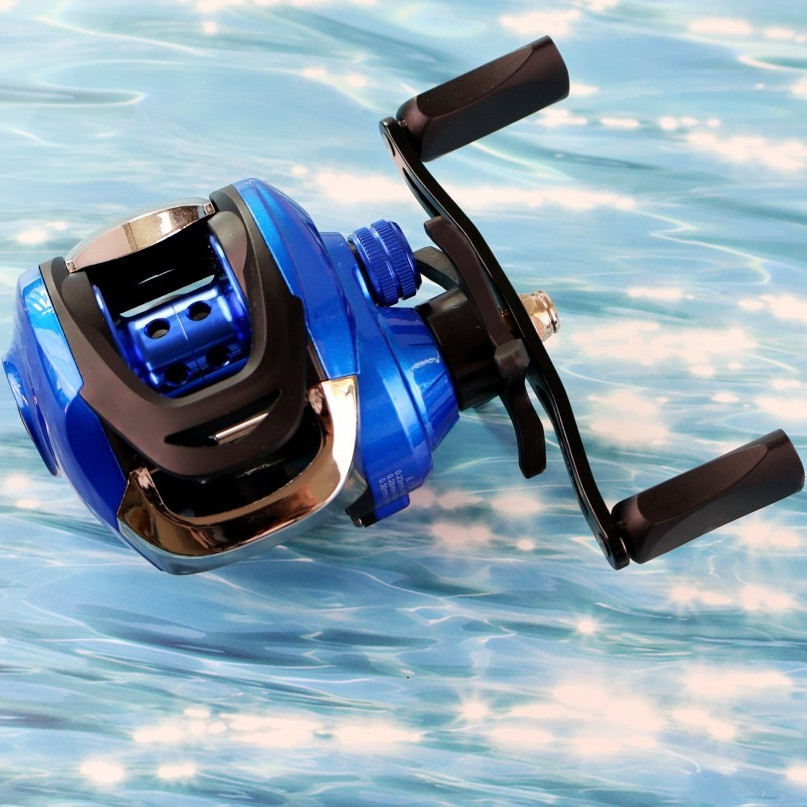 Bingolife Reel Baitcast Biru Logam 8.1:1 Rem Magnet Umpan Mikro Laut