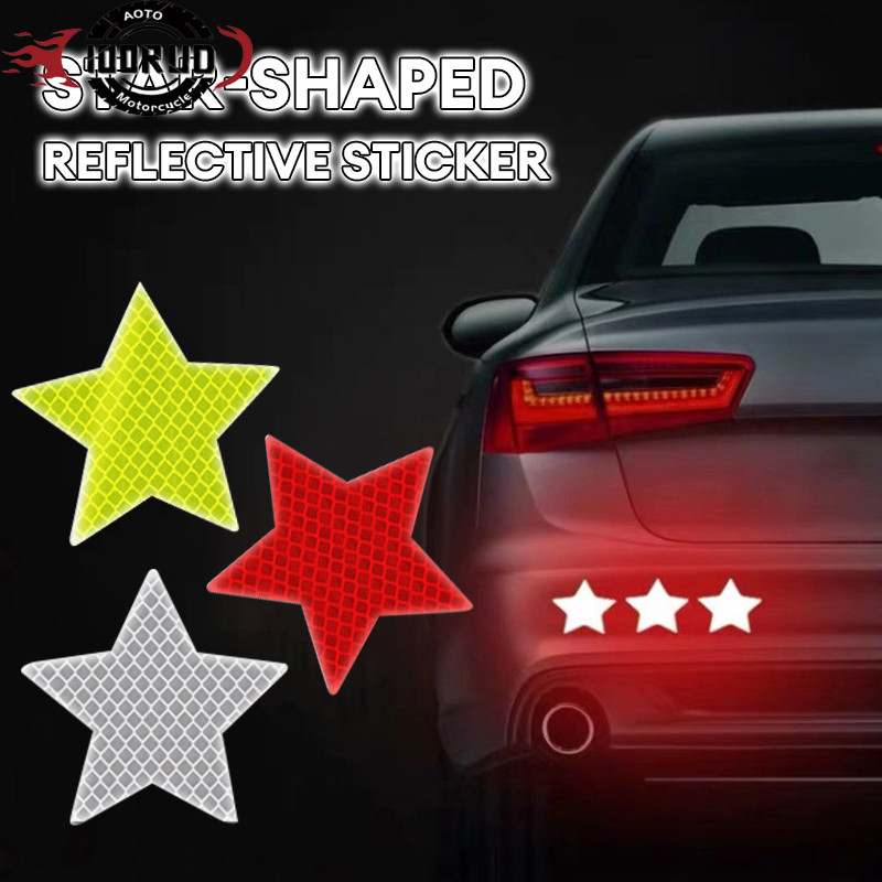 IOORUD 10Pcs Star Stiker Reflektif 3D Premium Bumper Belakang Mobil Sticker Dummy Side Marker Warnin