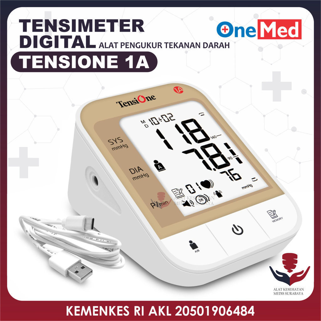 Tensimeter Digital Tensi + Usb TensiOne 1A Tanpa Suara Onemed Alat Ukur Darah