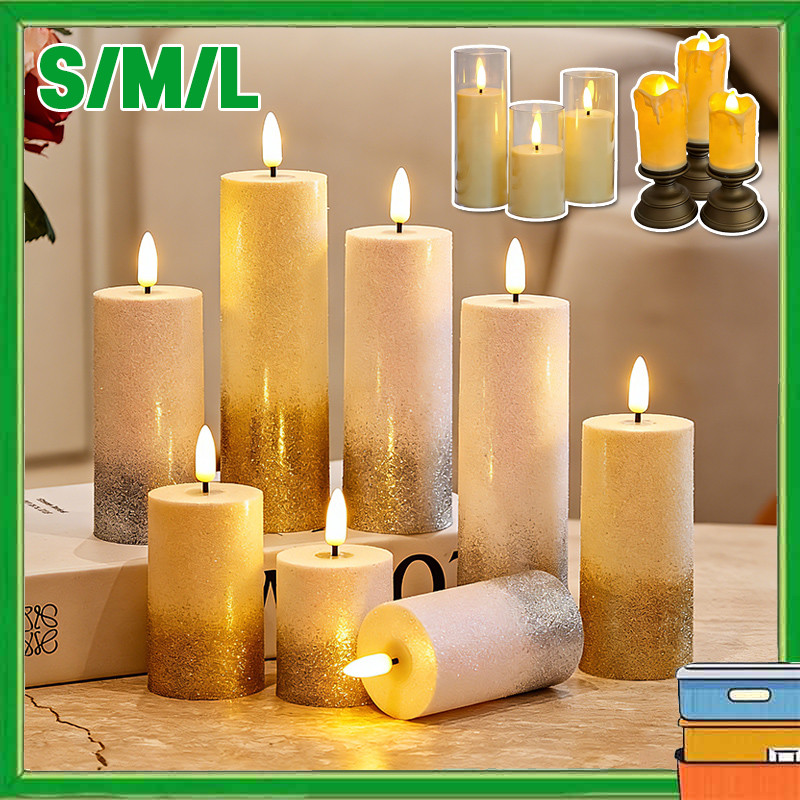 S/M/L Lilin LED Glitter Romantis Pink Dan Gold Lilin Elektrik Lilin Dekorasi Decor Lilin Hias Mewah 