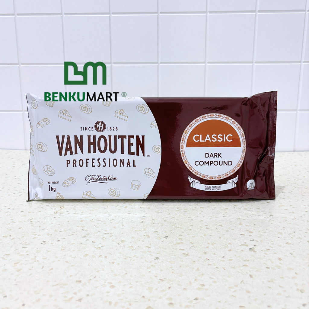 Van Houten Dark Compound Classic Block (1 Kg) | Coklat  Cokelat Batang Van Houten Professional