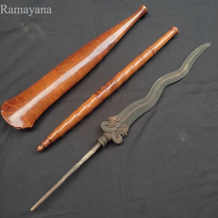 keris tombuk Naga Kembar Pamor Keleng Luk 5 Putran PB X Istimewa Spesial Antik