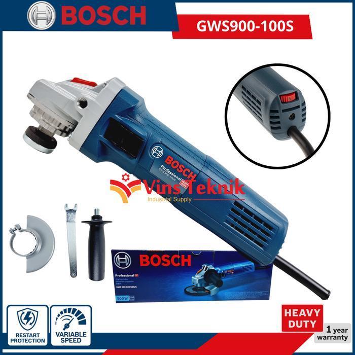 BOSCH GWS 900-100 S Mesin Gerinda Listrik GWS900-100S Angle Grinder 4" 100MM 900Watt