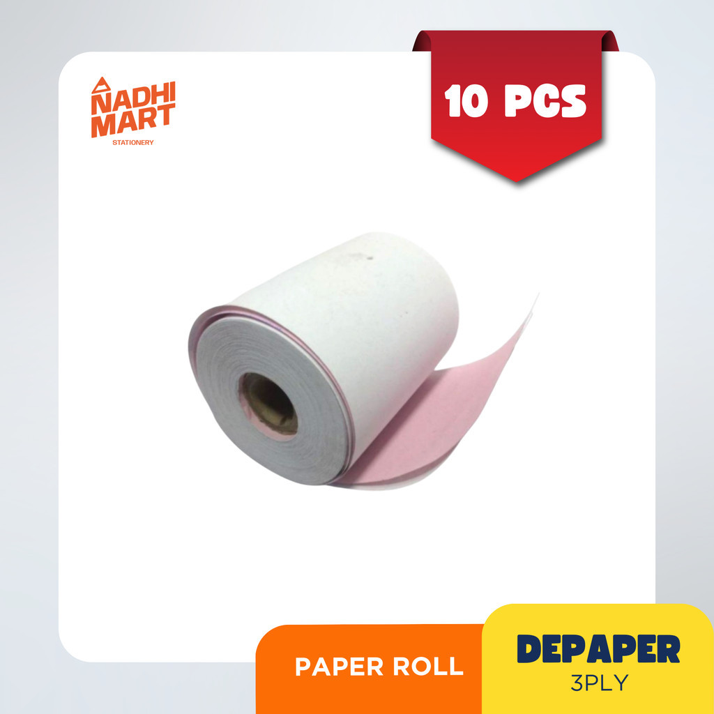 10 PCS PAPER ROLL KASIR / KERTAS STRUK NCR / PAPER ROL DEPAPER 7565 3 PLY 1PLY 2PLY