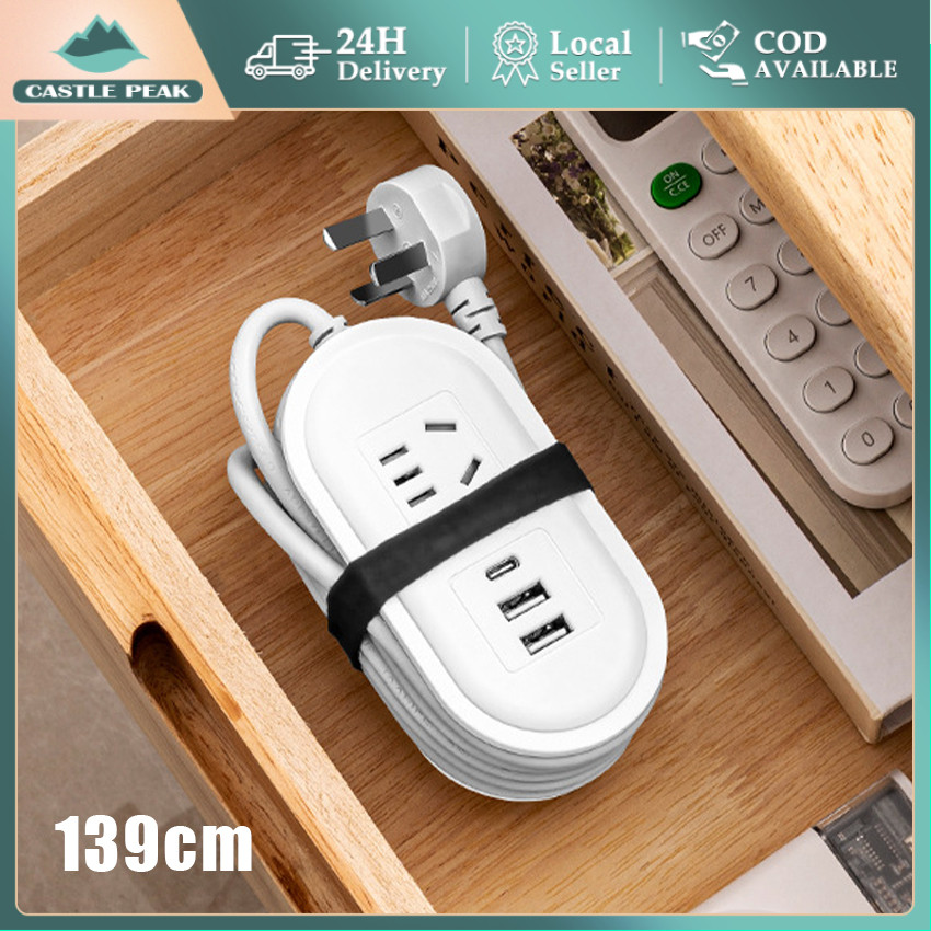 Colokan Listrik Traveling Multifungsi Stop Kontak Portable USB Charger Adaptor Kabel Gulung Ringkas 