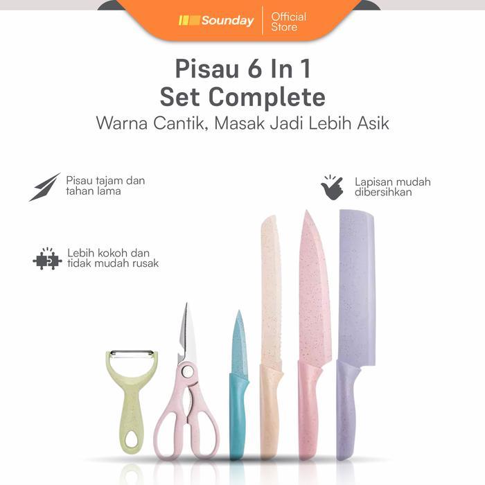 New Pisau 6 In 1 Set Complete / Set Pisau Dapur / Pisau Keramik Kitchenware
