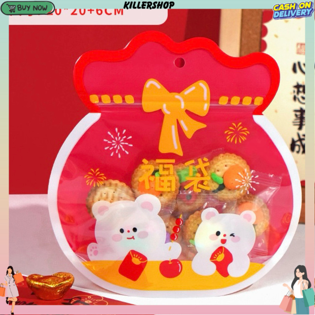 Cookies Bag Imlek Plastik Ziplock Cookies Imlek Plastik imlek lucu Plastik Hampers Imlek D6-1