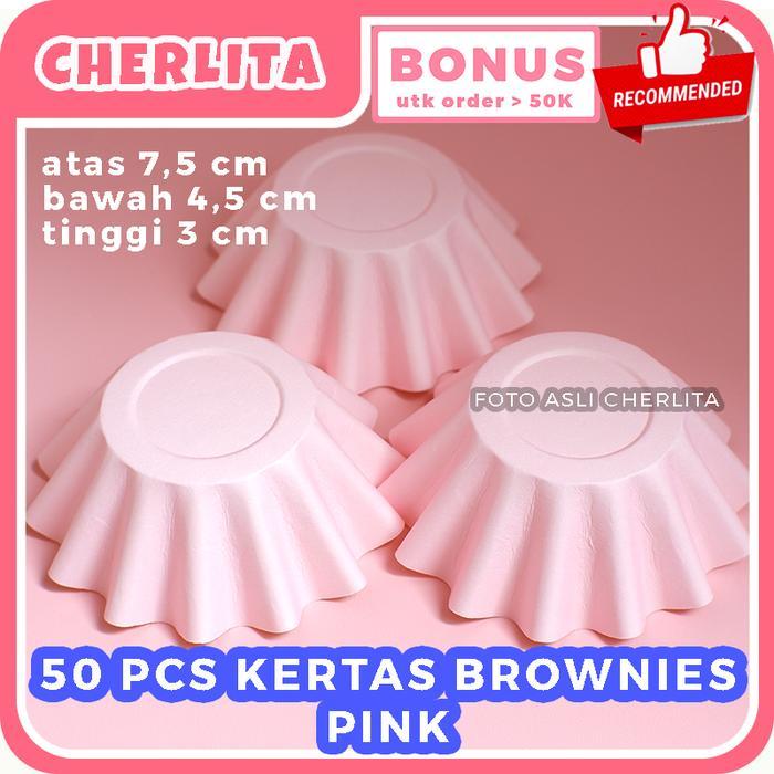 Kertas Cup Brownies Tebal Foodgrade Cupcake Kue Potong Cantik Laminasi - Pink
