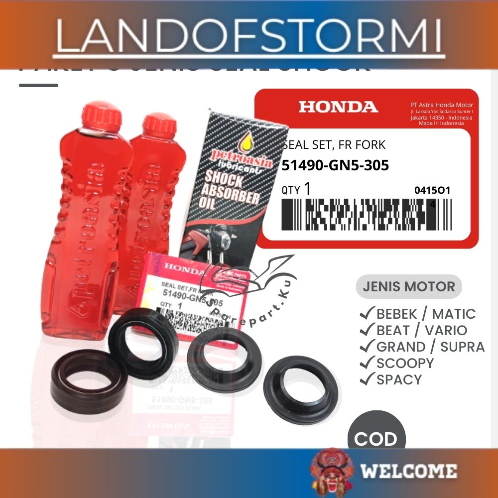 TERLARIS (HEMAT) PAKET SEAL SHOCK DEPAN VARIO GRAND SUPRA + OLI SIL SHOK + SEAL TUTUP DEBU BEAT KARB