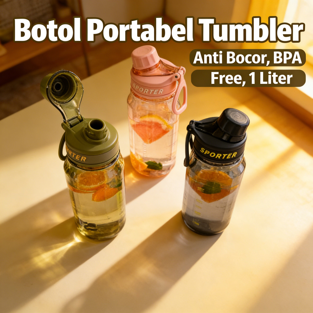 Anti Bocor BPA Free Minum Sport Wanita Pria Aesthetic Tumbler 1 Liter