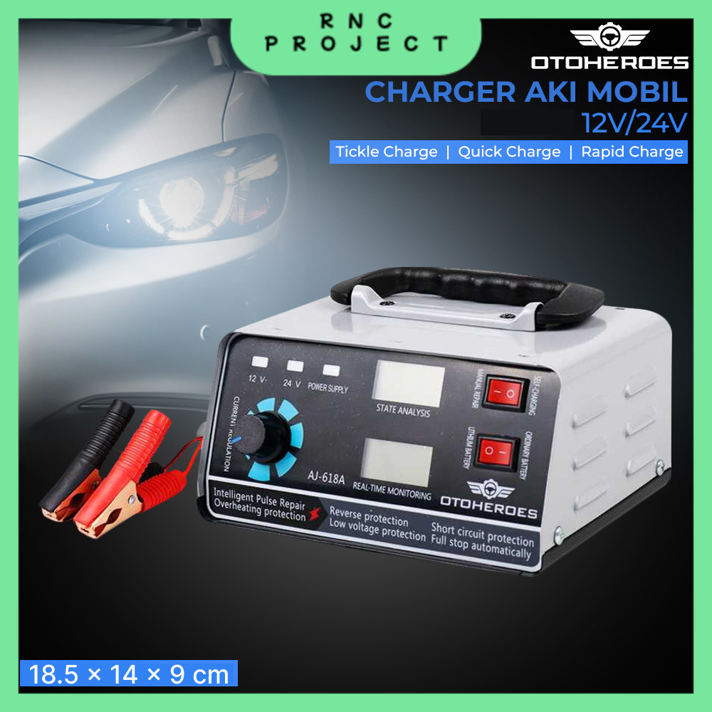 OTOHEROES Charger Aki Mobil Motor Intelligent Battery Charger 12V/24V - AJ-618A