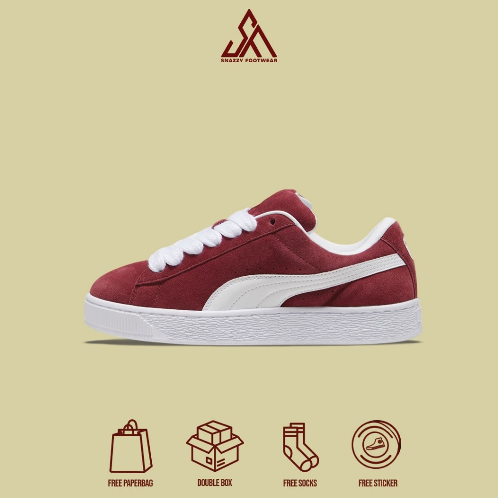 Sepatu Sneakers Puma Suede XL Burgundy 100% Original Unisex