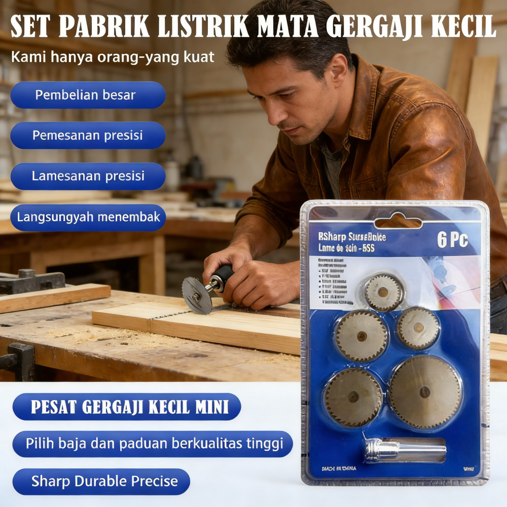 Set Disk Pisau Gergaji Mini Kayu Listrik Pisau Gergaji Pisau Pemotong Pisau Gergaji 6-Piece