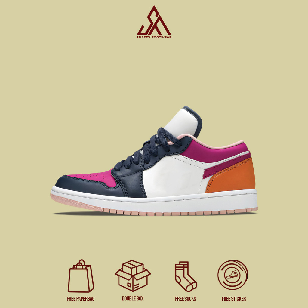 Sepatu Sneakers Nike Jordan 1 Low Mismetched Purple Magenta 100% Original Unisex