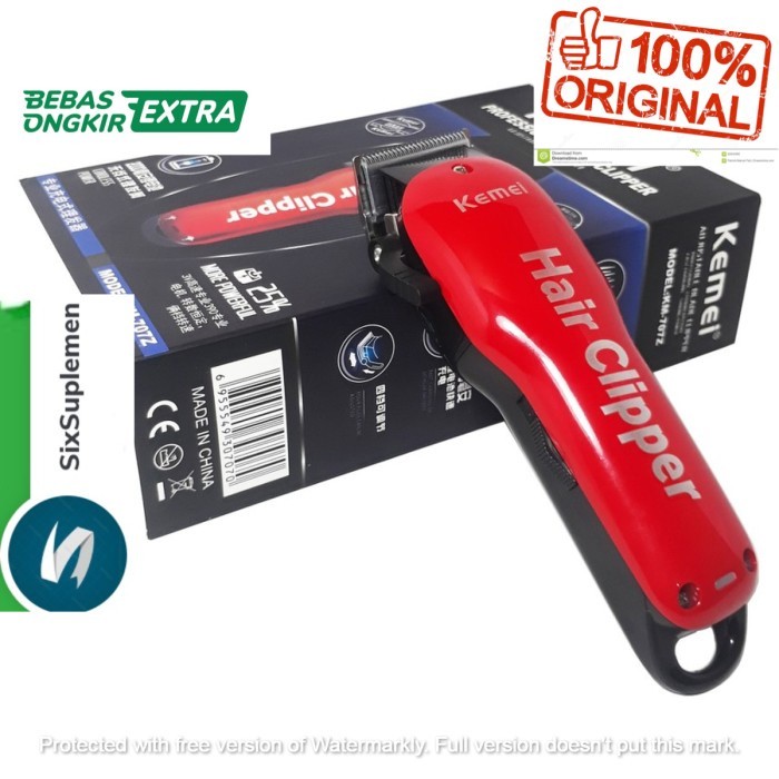 Alat Cukur Rambut Kemei KM-707Z Hair Clipper Trimmer (Merah) (Original)