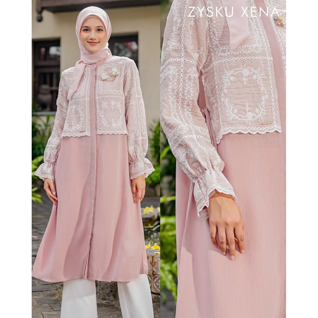 Zysku Xena | Petra Tunic - 4 Warna | Tunik Atasan Lebaran Bordir