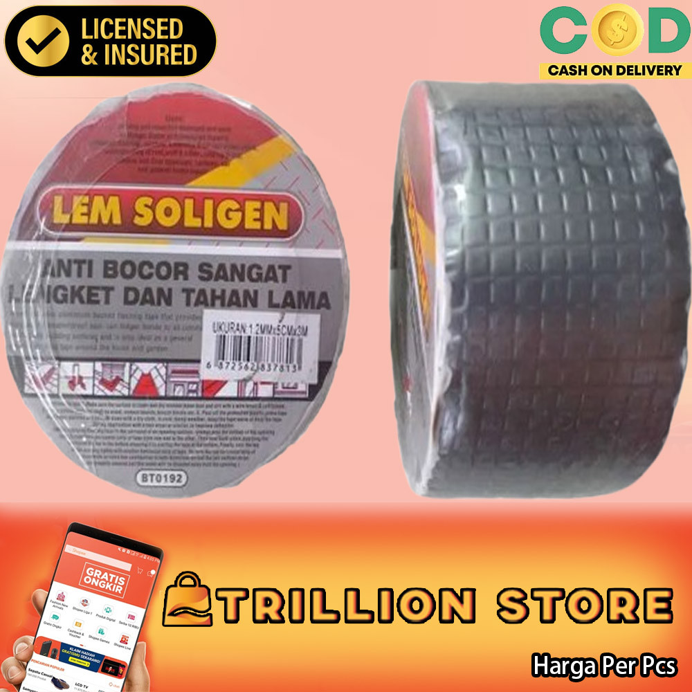 Lem Soligen Lakban Anti Bocor Aluminium Foil Perekat Tambal Seng Genteng Atap Talang Dak Beton Toren