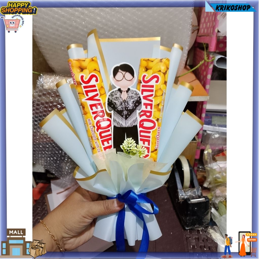 buket mini coklat Silverqueen Cadbury bucket snack mini bouquet hadiah ulang tahun hari guru wisuda 