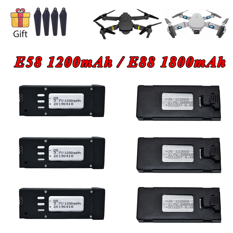 3.7V 1200mAh 1800mAh Lipo Battery for E88 E88PRO E99 P1 K3 LS-E525 E525 PRO / for E58 S168 JY019 JD1