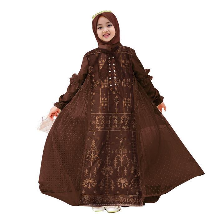 PROMO LEBARAN gamis anak perempuan mahogany Angel 2-13tahun , gamis pesta anak perempuan burgundy , 