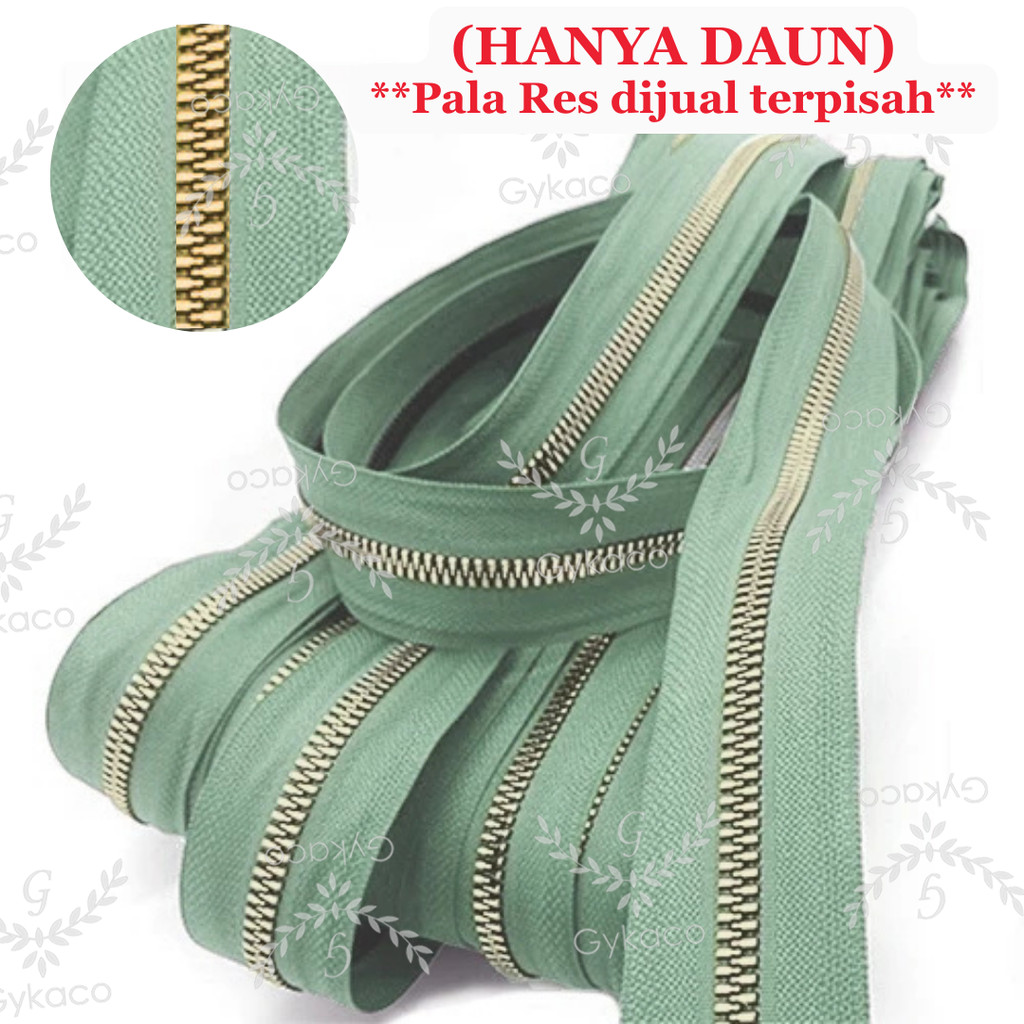 Daun Resleting BESI (2 Arah - GIGI BESAR) No. 5B (463 Sage) EMAS MUDA - Aksesoris Tas (IMPORT)