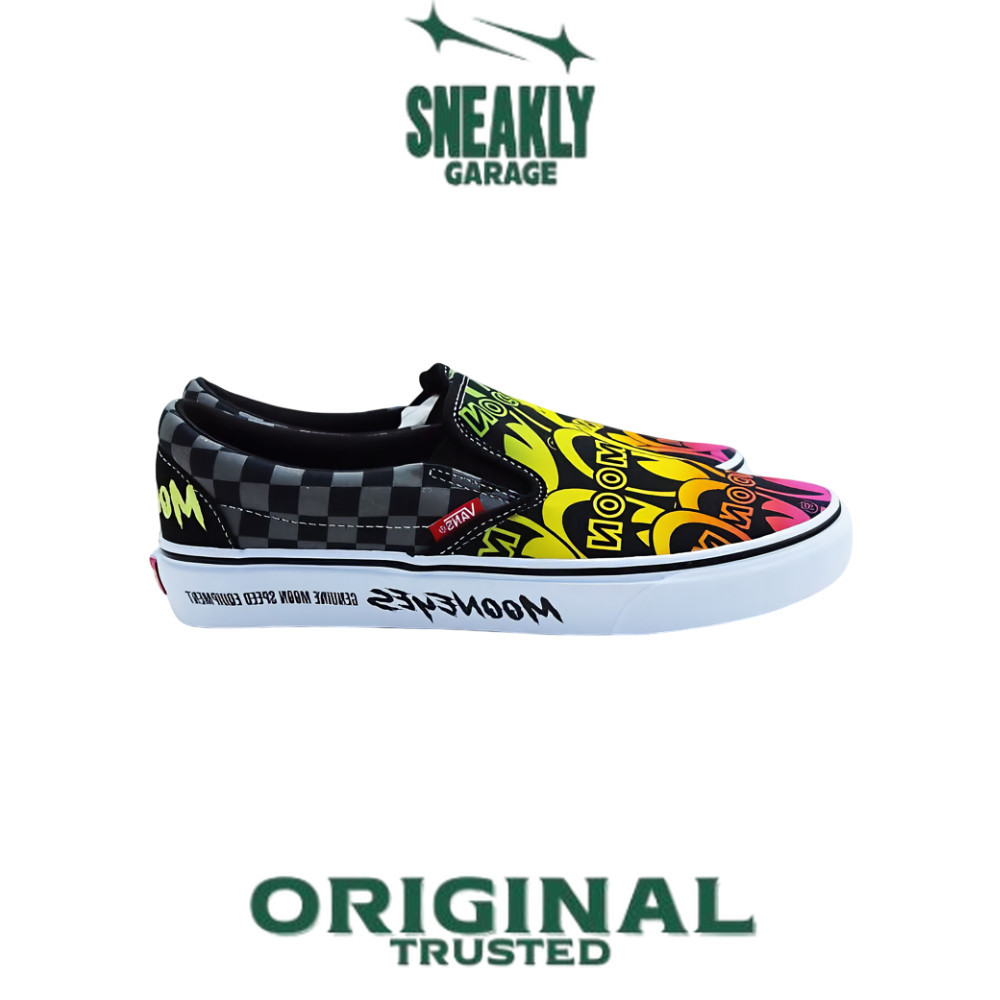 Sepatu Mooneyes X Vans Slip On White Black Green Orange VN000CP6BHG  Unisex