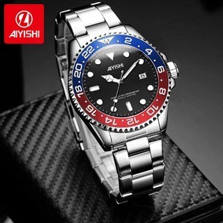 AIYISHI 2083 Automatic Date Quartz Sports Watch Stainless Steel Strap Pria Kasual Tahan Air Original
