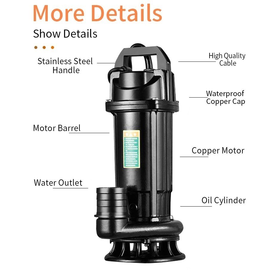 TERLARIS DEKES Pompa Celup Air Mesin Pompa Air Kotor Bersih Kotor Otomatis Submersible Pump Pompa Sa