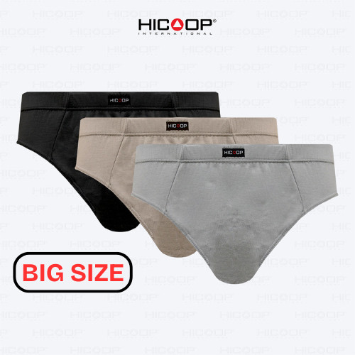KEKERUN Hicoop - Big Size Underwear Brief - Celana Dalam Pria - Putih/Abu/Hitam - Isi 3 Pcs - HBBS-3