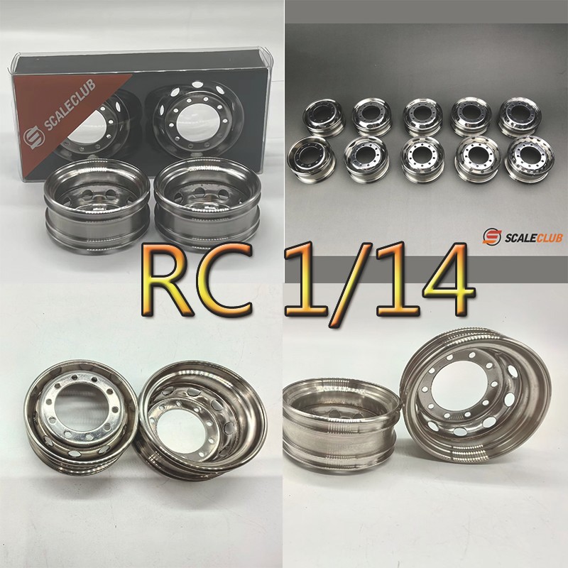 RC Model Scaleclub For Tamiya 1/14 Metal Wheels 10 Small Round Holes Stainless Steel Trailer Dump Tr