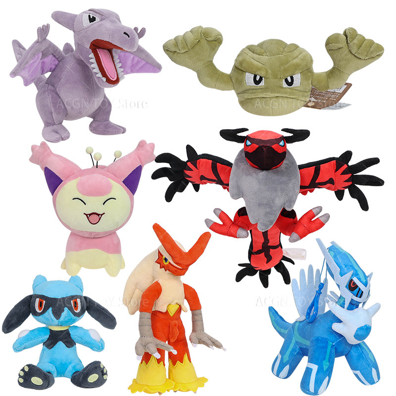 New Pokemon Plush Blaziken Riolu Geodude Yveltal Aerodactyl Skitty alga Soft Stuffed Toys Doll Birth