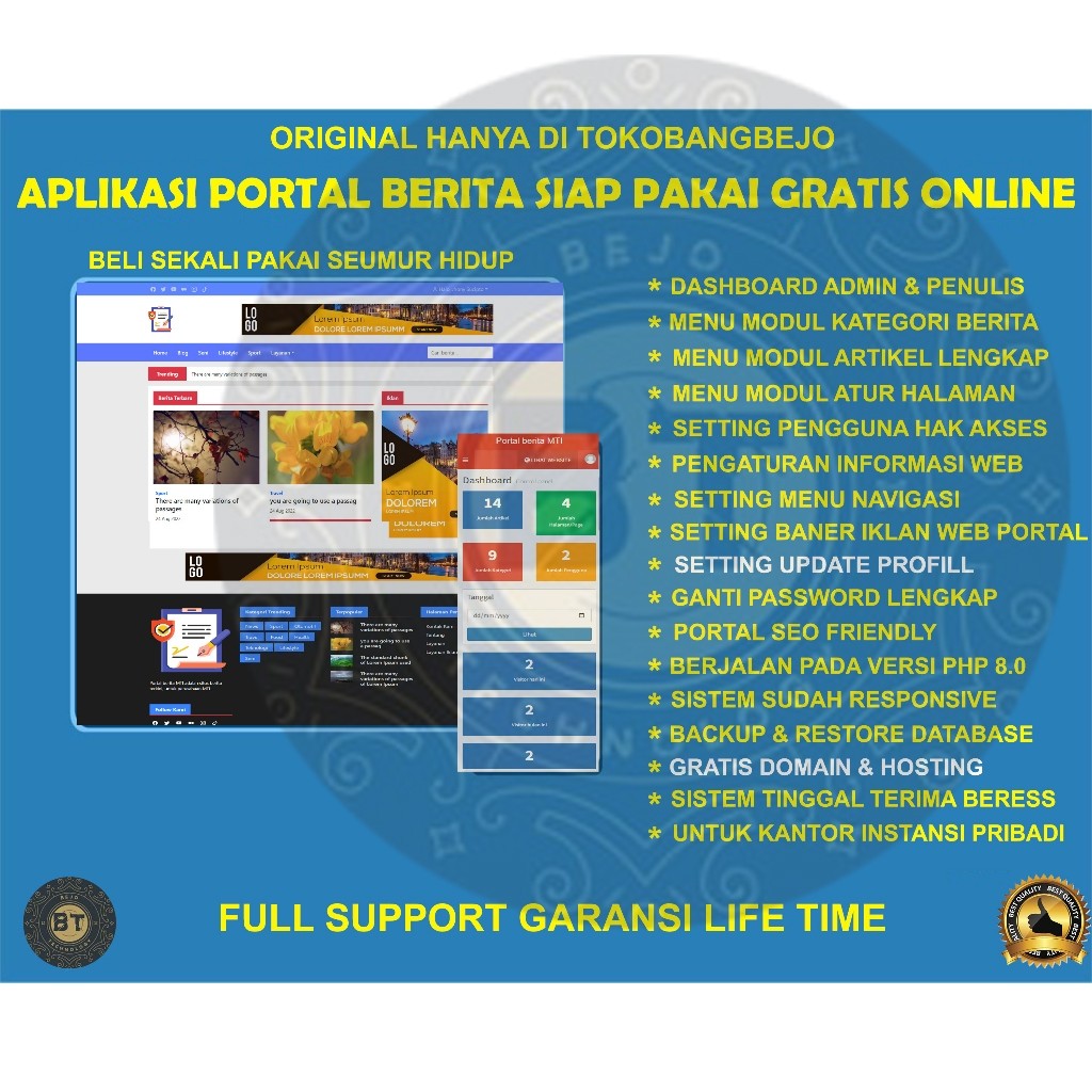 APLIKASI WEB SOURCE CODE SISTEM INFORMASI PORTAL BERITA LENGKAP SIAP PAKAI GRATIS ONLINE