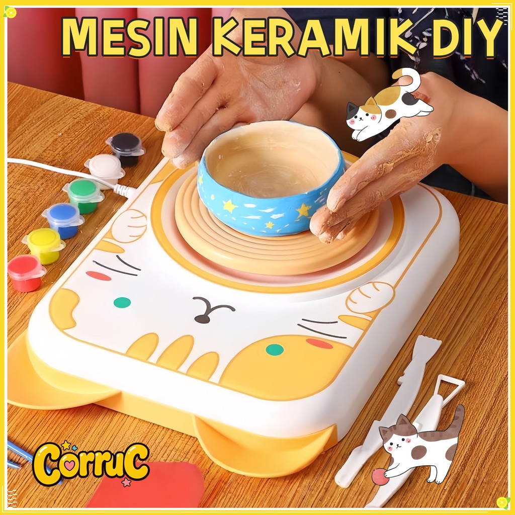 Clay Pottery Mesin/Pottery Wheel Mainan Anak Diy Tembikar-Keramik Tanah Liat Mainan Putar Tanah Liat