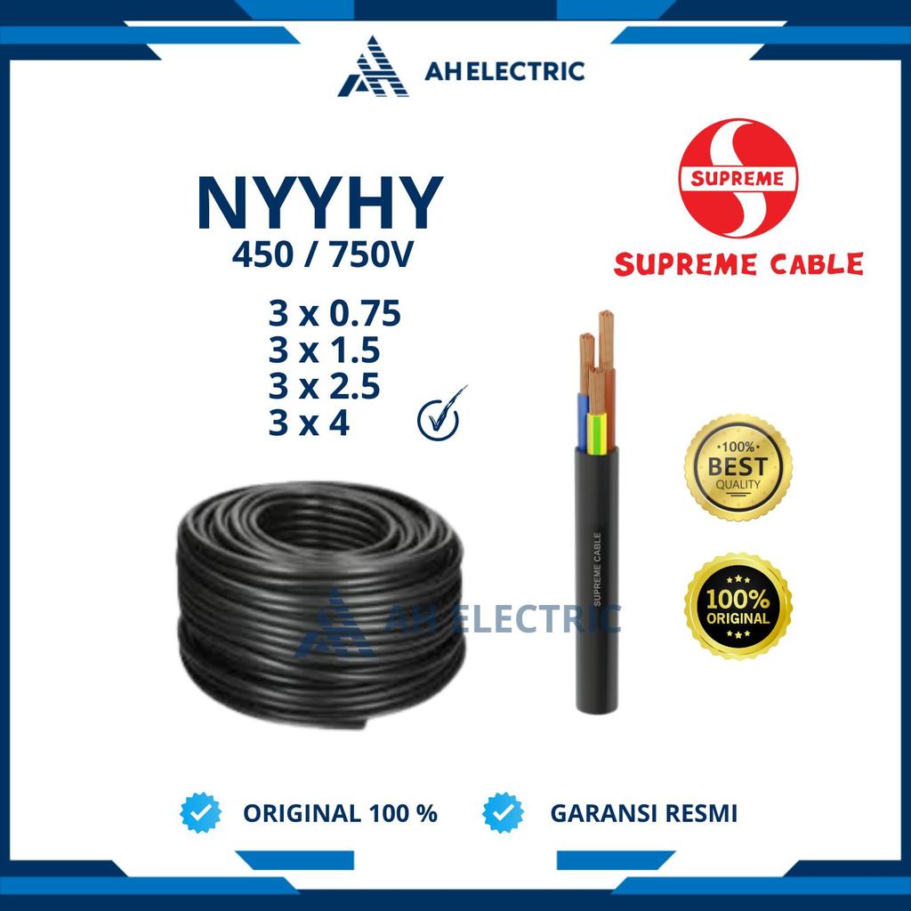 Supreme Kabel NYYHY 3x4 mm / 3 x 4 mm | 1 Roll 50 Meter / 100 Meter | Original