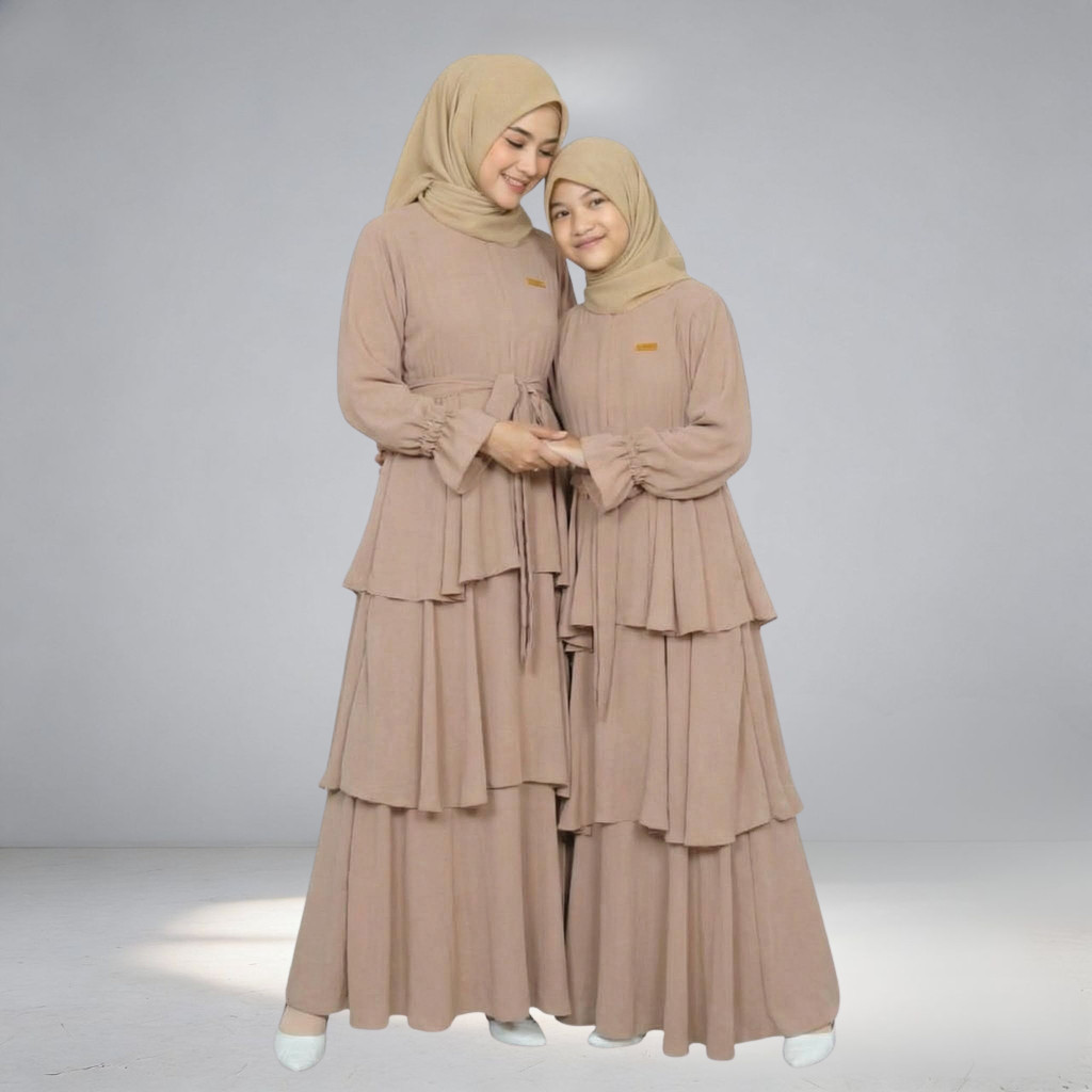 Gamis Couple Ibu dan Anak Ceruty Abaya Dewasa Couple Ibu Anak Long Dress Muslim
