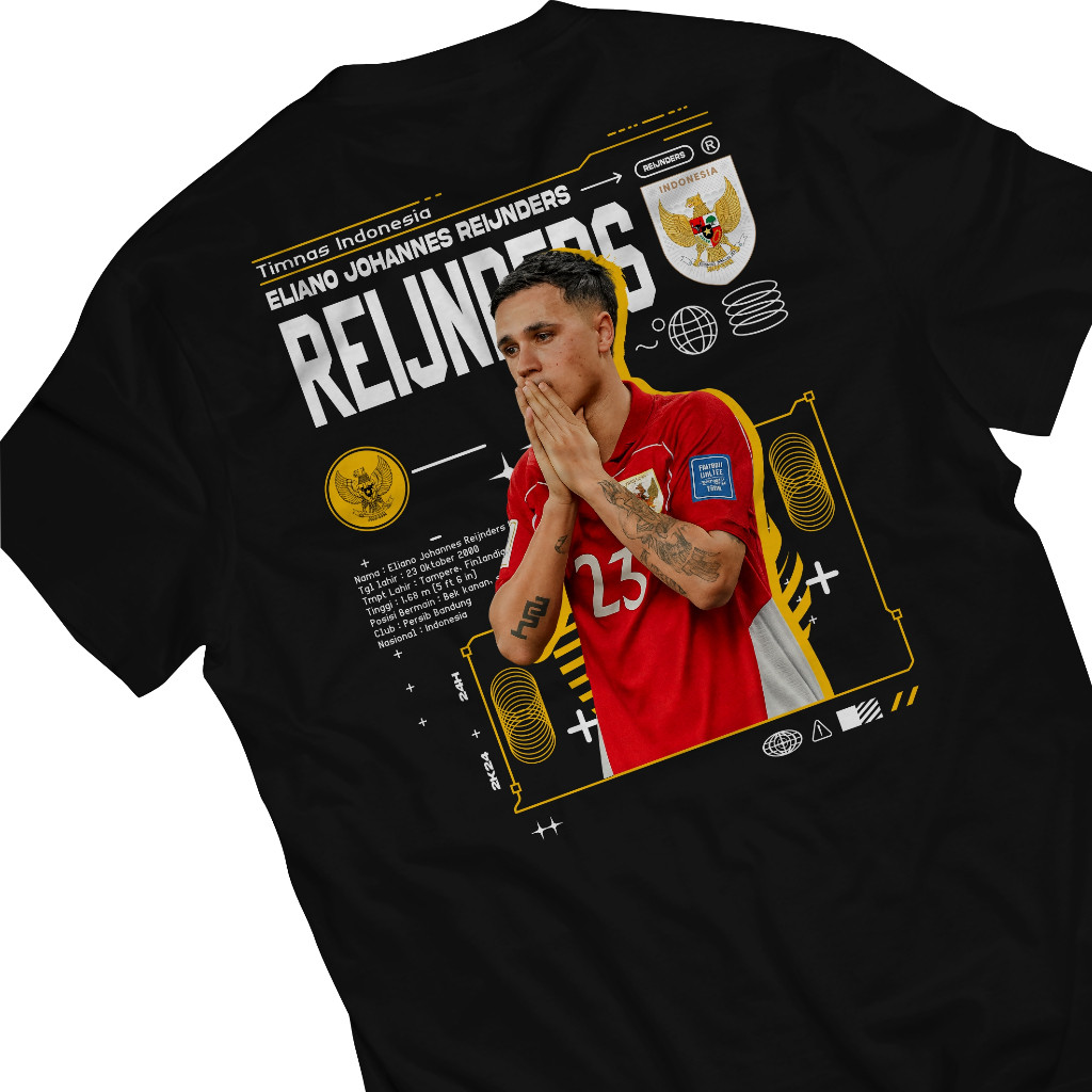 Baju Kaos Eliano Reijnders Timnas Indonesia Streetwear New Series Combed 30s Official Pemain Timnas 