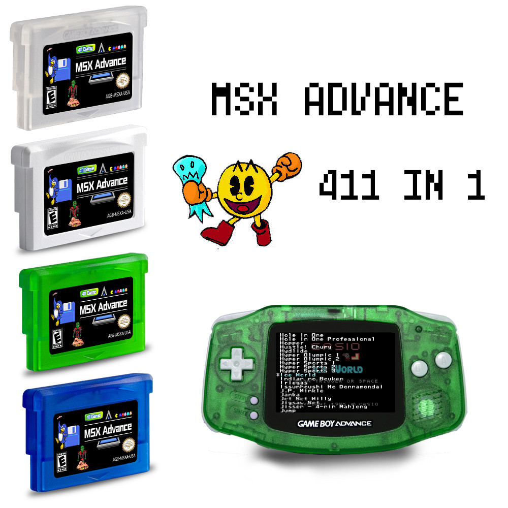 GBA 411 in 1 MSX System Game Cartridge 32-bit Retro Game Combo Card English