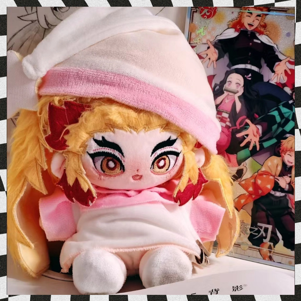 20Cm Plush Demon Slayer Anime Rengoku Kyoujurou Cosplay Plush Doll Stuffed Dress Up Cotton Doll Toy Interangeable Clothes Gift