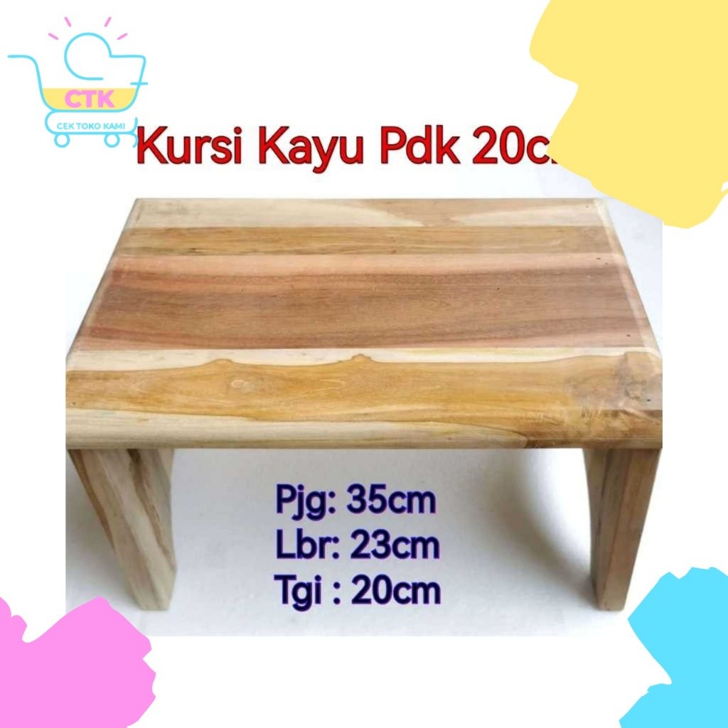 Kursi Kayu Pendek 20cm Persegi Panjang Bangku Dingklik