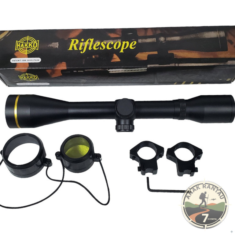Teleskop Hakko 4X40 Tube 30 Ring Gold Teleskop Senapan Lensa Jernih Tahan Getar Original Marking