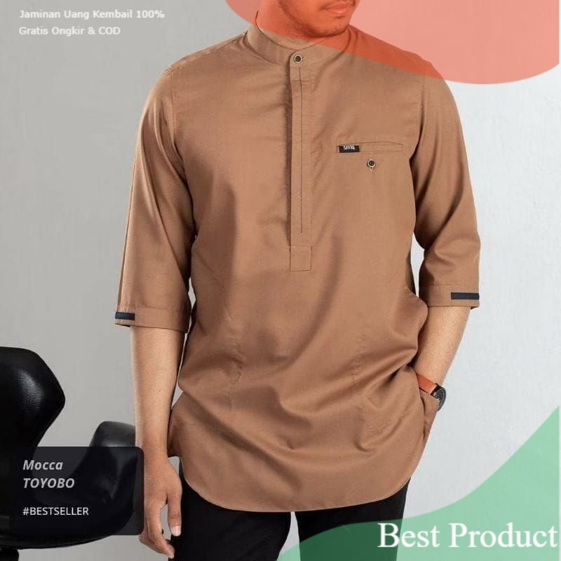 Baju Koko Pria Dewasa Lengan Panjang 2025 Baju Koko Kurta Lengan 3/4 Kemko Kurta Sultan Bahan Toyobo