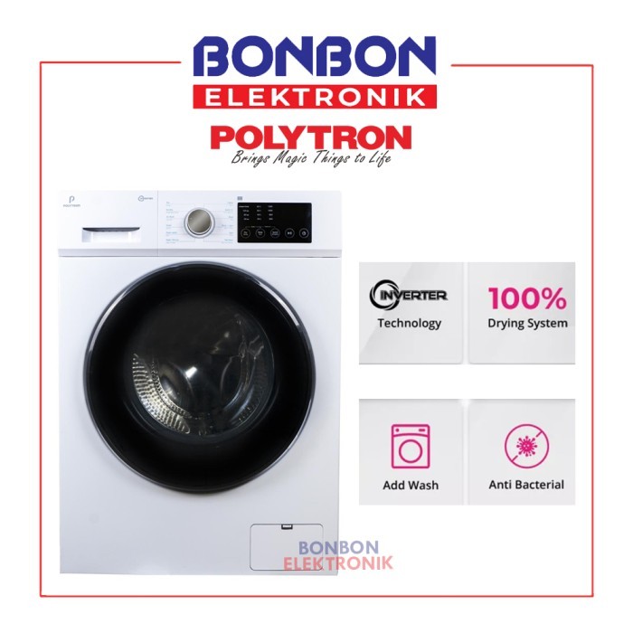 PROMO RAMADHAN Polytron Mesin Cuci Front Loading 8KG PFL 8105 Inverter Wonder Wash