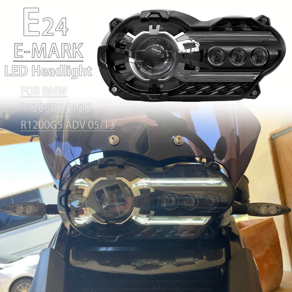 E24 LED Headlight Headlamp For BMW R1200GS R 1200 GS ADV Adventure K25 2004-2013 Motorrad Motorcycle