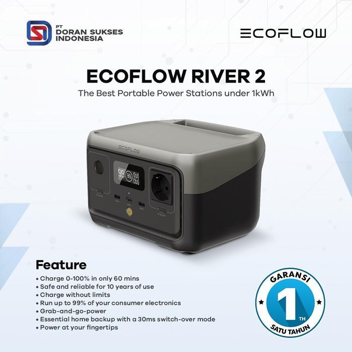 ECOFLOW RIVER 2 Portable Power Station Genset Listrik Tenaga Surya