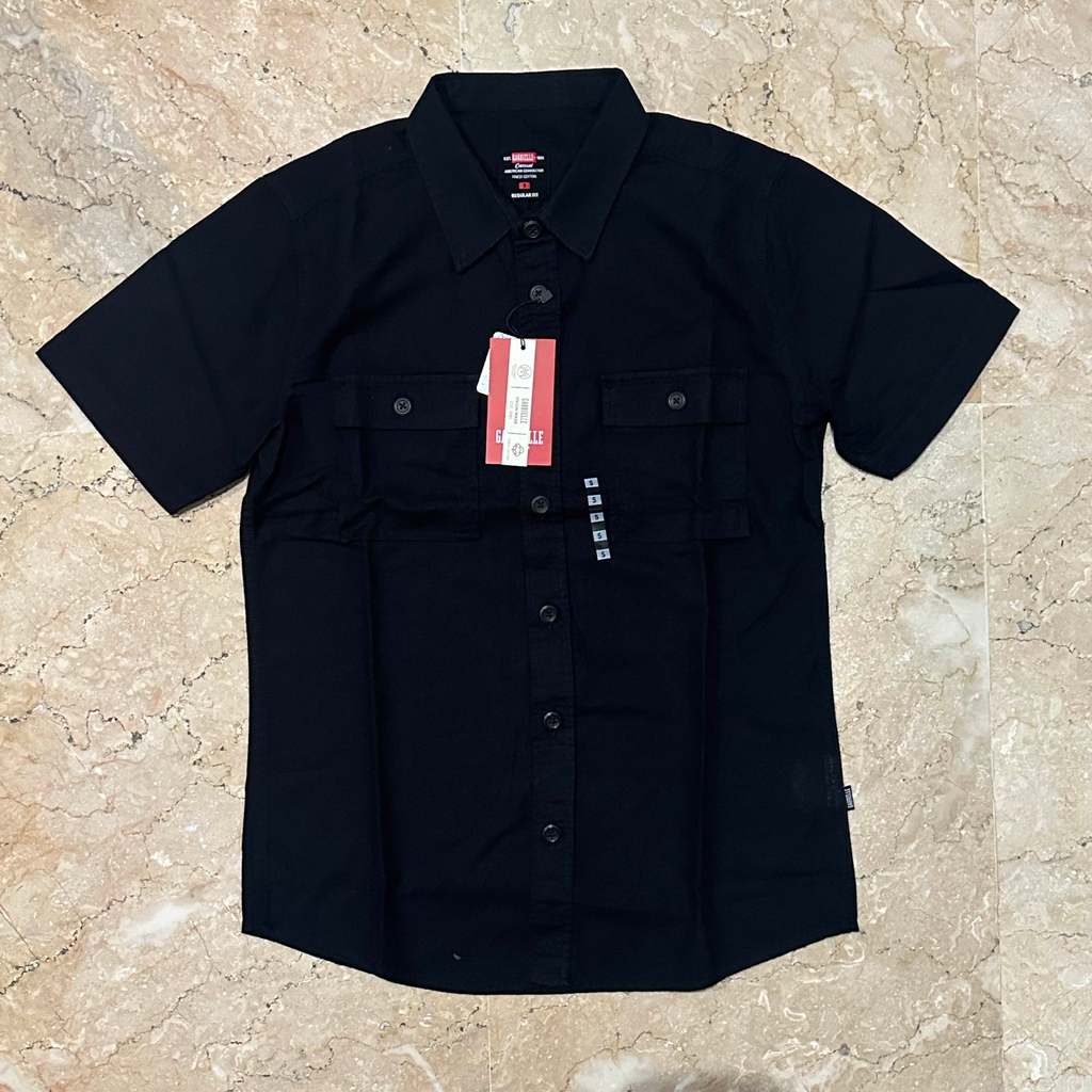 Kemeja Katun Pria lengan pendek GABRIELLE REGULER FIT 100% Katun - Hitam 81223129040